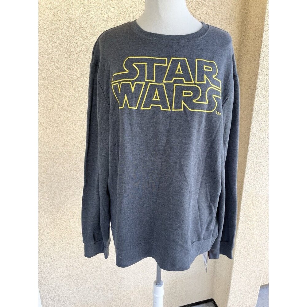 Disney Star Wars Men Gray Sweatshirt Crew Neck Embroidered Size XXL New Tags
